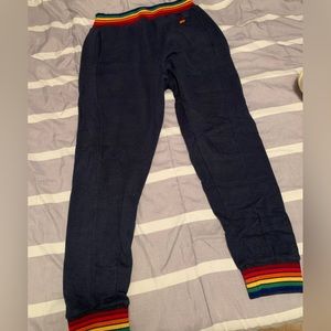 Aviator Nation Rainbow Rib Navy Sweatpants L